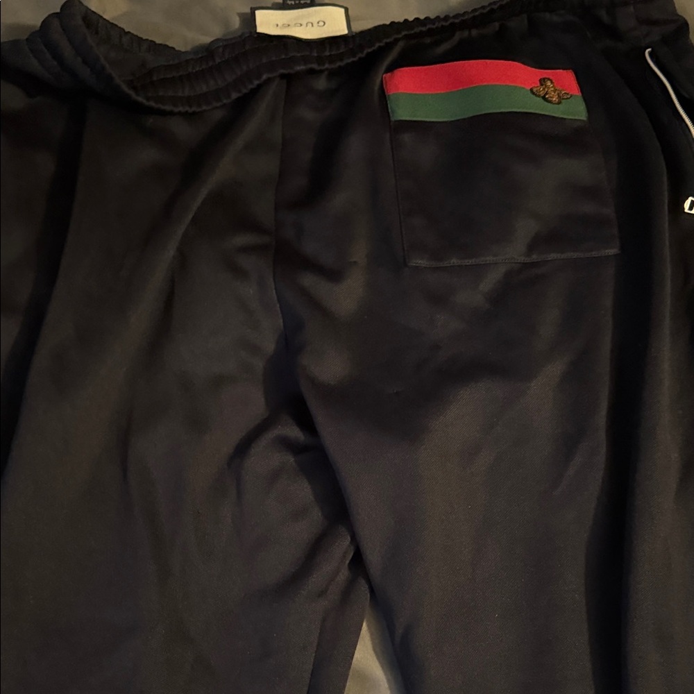 Gucci Black Joggers with Red and Green Stripe